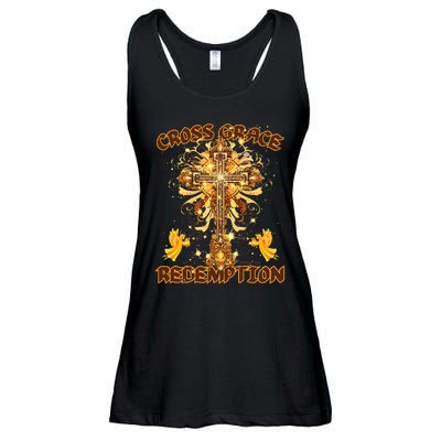 CROSS GRACE AND REDEMPTION Christian Design Ladies Essential Flowy Tank