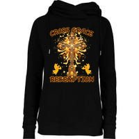 CROSS GRACE AND REDEMPTION Christian Design Womens Funnel Neck Pullover Hood