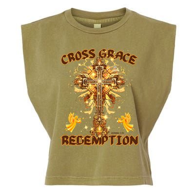 CROSS GRACE AND REDEMPTION Christian Design Garment-Dyed Women's Muscle Tee