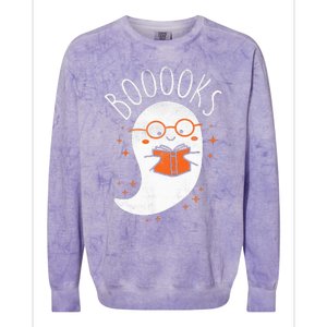 Cute Ghost Book Reading Halloween Teacher Top Colorblast Crewneck Sweatshirt