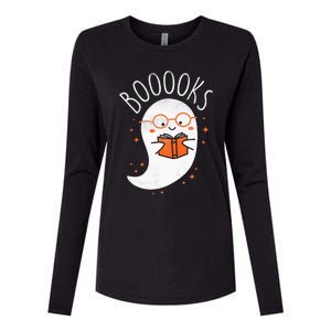 Cute Ghost Book Reading Halloween Teacher Top Womens Cotton Relaxed Long Sleeve T-Shirt