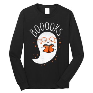 Cute Ghost Book Reading Halloween Teacher Top Long Sleeve Shirt