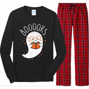 Cute Ghost Book Reading Halloween Teacher Top Long Sleeve Pajama Set