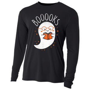 Cute Ghost Book Reading Halloween Teacher Top Cooling Performance Long Sleeve Crew