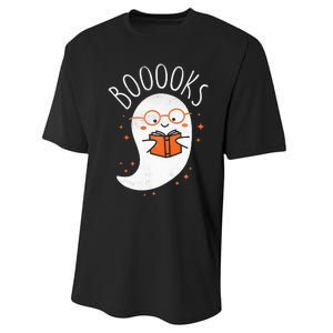 Cute Ghost Book Reading Halloween Teacher Top Performance Sprint T-Shirt