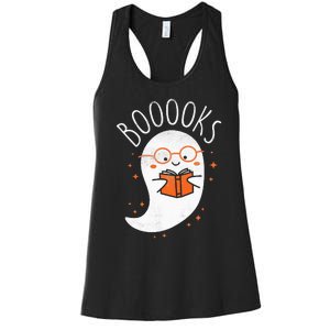 Cute Ghost Book Reading Halloween Teacher Top Women's Racerback Tank