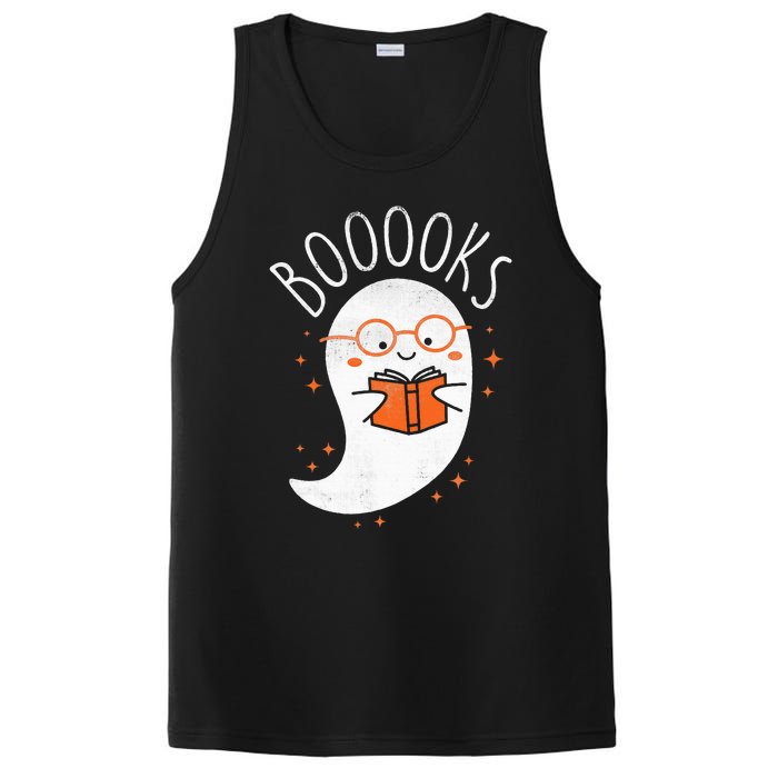 Cute Ghost Book Reading Halloween Teacher Top PosiCharge Competitor Tank