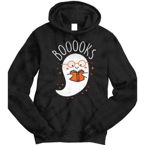 Cute Ghost Book Reading Halloween Teacher Top Tie Dye Hoodie