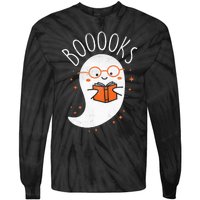 Cute Ghost Book Reading Halloween Teacher Top Tie-Dye Long Sleeve Shirt