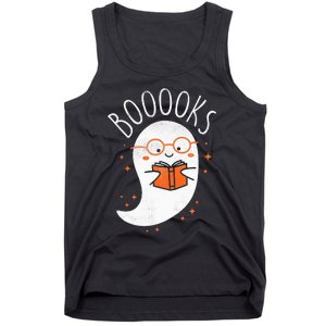 Cute Ghost Book Reading Halloween Teacher Top Tank Top