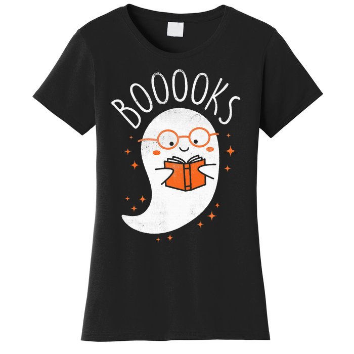 Cute Ghost Book Reading Halloween Teacher Top Women's T-Shirt