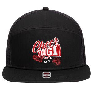 Cheer Gigi Biggest Fan Leopard Print And Pom Pom 7 Panel Mesh Trucker Snapback Hat