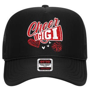 Cheer Gigi Biggest Fan Leopard Print And Pom Pom High Crown Mesh Back Trucker Hat