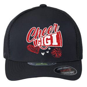 Cheer Gigi Biggest Fan Leopard Print And Pom Pom Flexfit Unipanel Trucker Cap