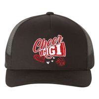 Cheer Gigi Biggest Fan Leopard Print And Pom Pom Yupoong Adult 5-Panel Trucker Hat