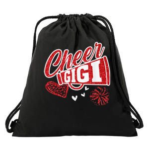 Cheer Gigi Biggest Fan Leopard Print And Pom Pom Drawstring Bag