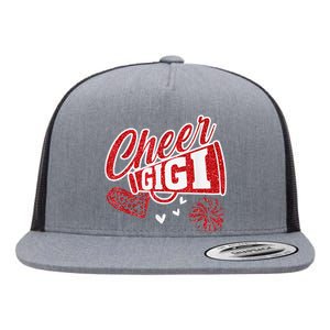 Cheer Gigi Biggest Fan Leopard Print And Pom Pom Flat Bill Trucker Hat