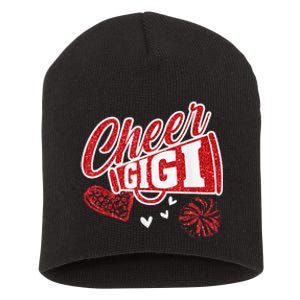 Cheer Gigi Biggest Fan Leopard Print And Pom Pom Short Acrylic Beanie