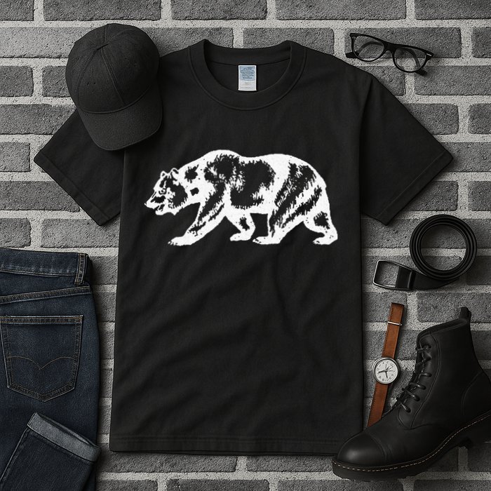 California Grizzly Bear State Flag Cali Republic Tall T-Shirt