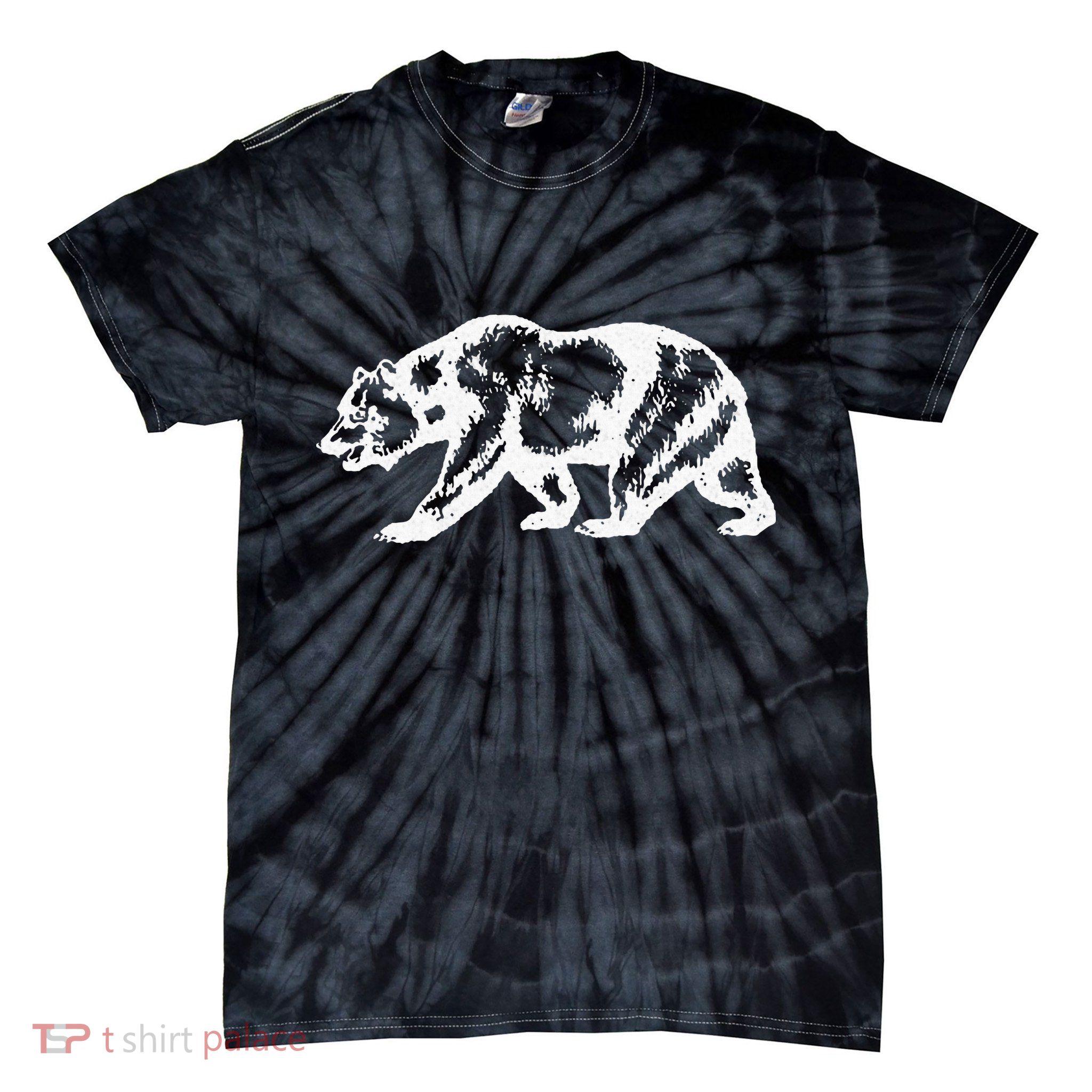 California Grizzly Bear State Flag Cali Republic Tie-Dye T-Shirt
