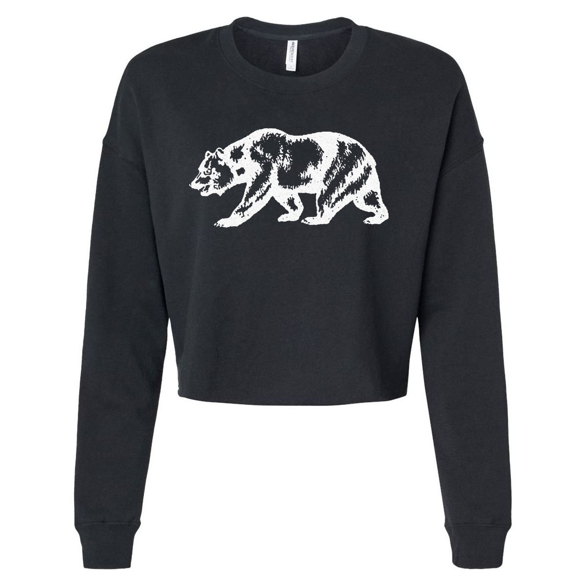 California Grizzly Bear State Flag Cali Republic Cropped Pullover Crew