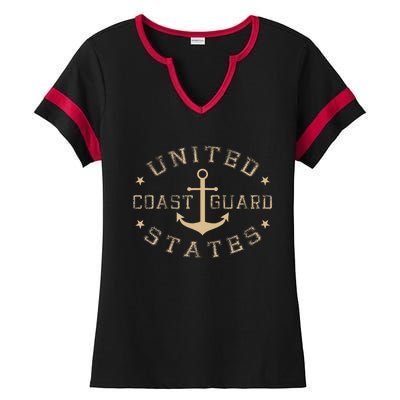 Coast Guard Birthday United States Anchor Ladies Halftime Notch Neck Tee