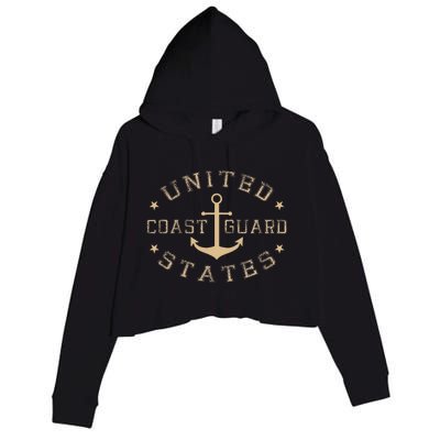 Coast Guard Birthday United States Anchor Crop Fleece Hoodie