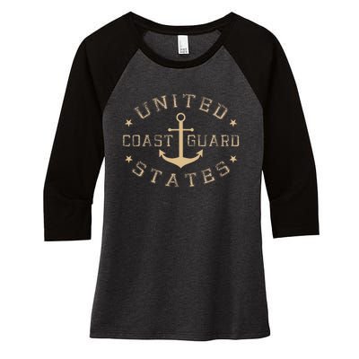 Coast Guard Birthday United States Anchor Women's Tri-Blend 3/4-Sleeve Raglan Shirt