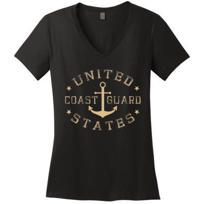 Coast Guard Birthday United States Anchor Women's V-Neck T-Shirt