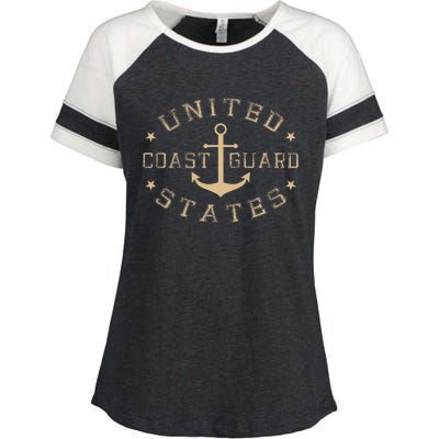 Coast Guard Birthday United States Anchor Enza Ladies Jersey Colorblock Tee