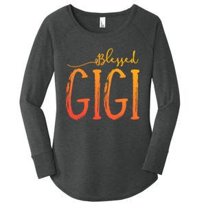 Cute Gift Blessed Gigi For Grandma Christmas Women's Perfect Tri Tunic Long Sleeve Shirt