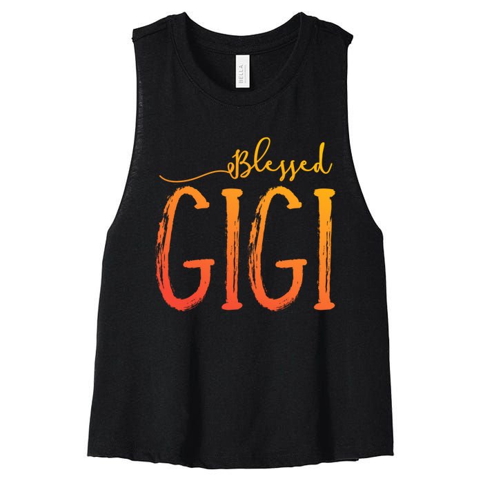 Cute Gift Blessed Gigi For Grandma Christmas Women's Racerback Cropped Tank