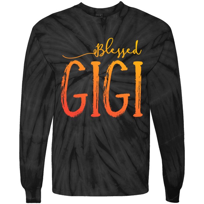 Cute Gift Blessed Gigi For Grandma Christmas Tie-Dye Long Sleeve Shirt