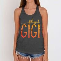 Cute Gift Blessed Gigi For Grandma Christmas Women's Knotted Racerback Tank