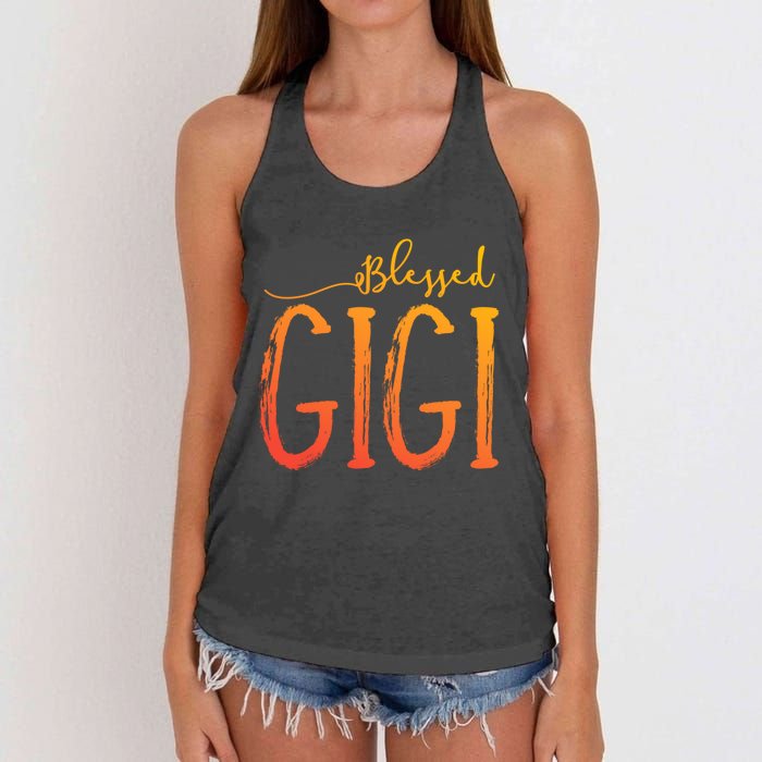 Cute Gift Blessed Gigi For Grandma Christmas Women's Knotted Racerback Tank