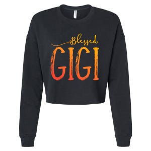 Cute Gift Blessed Gigi For Grandma Christmas Cropped Pullover Crew