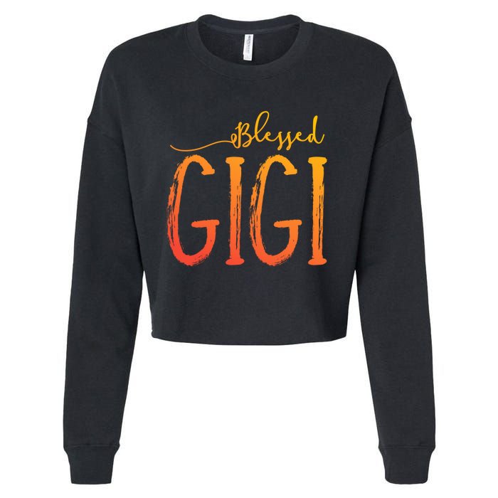 Cute Gift Blessed Gigi For Grandma Christmas Cropped Pullover Crew