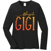 Cute Gift Blessed Gigi For Grandma Christmas Ladies Long Sleeve Shirt