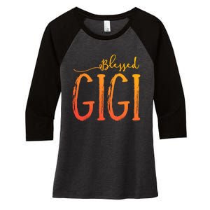 Cute Gift Blessed Gigi For Grandma Christmas Women's Tri-Blend 3/4-Sleeve Raglan Shirt