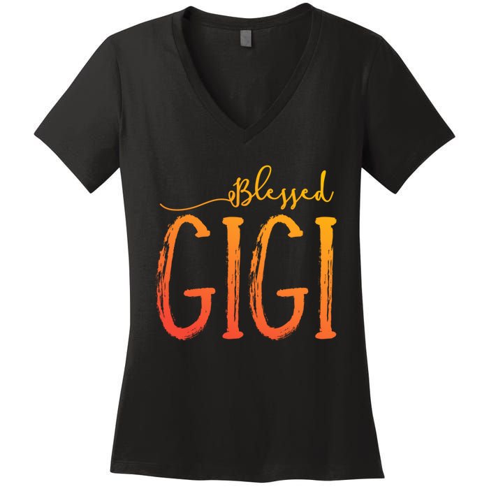 Cute Gift Blessed Gigi For Grandma Christmas Women's V-Neck T-Shirt