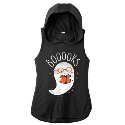 Cute Ghost Book Reading Halloween Teacher Top Gift Ladies PosiCharge Tri-Blend Wicking Draft Hoodie Tank