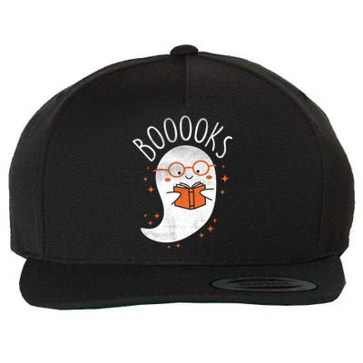 Cute Ghost Book Reading Halloween Teacher Top Gift Wool Snapback Cap