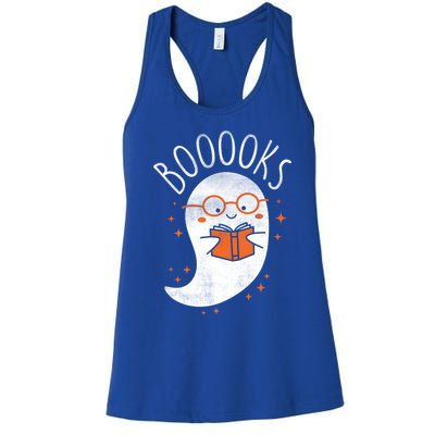 Cute Ghost Book Reading Halloween Teacher Top Gift Women's Racerback Tank