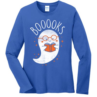 Cute Ghost Book Reading Halloween Teacher Top Gift Ladies Long Sleeve Shirt