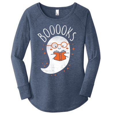 Cute Ghost Book Reading Halloween Teacher Top Gift Women's Perfect Tri Tunic Long Sleeve Shirt