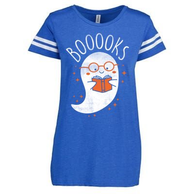 Cute Ghost Book Reading Halloween Teacher Top Gift Enza Ladies Jersey Football T-Shirt