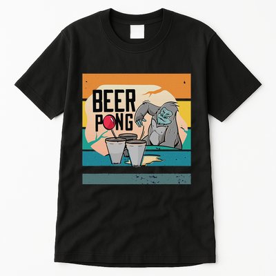 Cool Gorilla Beer Pong Playful Determined Toss Cups Red Ball Tall T-Shirt
