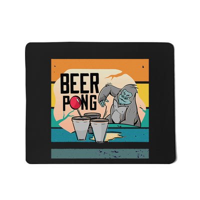 Cool Gorilla Beer Pong Playful Determined Toss Cups Red Ball Mousepad