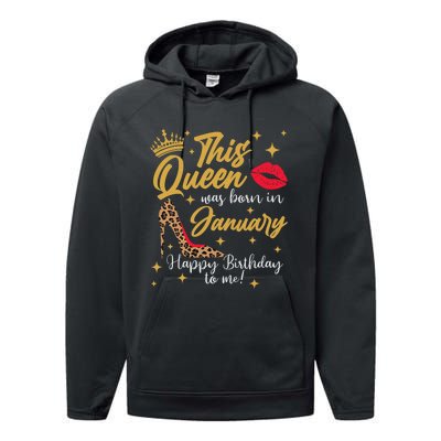 Capricorn Girls Black Queen Best January Birthday Gift Performance Fleece Hoodie