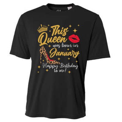 Capricorn Girls Black Queen Best January Birthday Gift Cooling Performance Crew T-Shirt